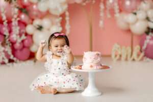 one year milestone session, NWA cake smash photographer, best baby photographer Cave Springs