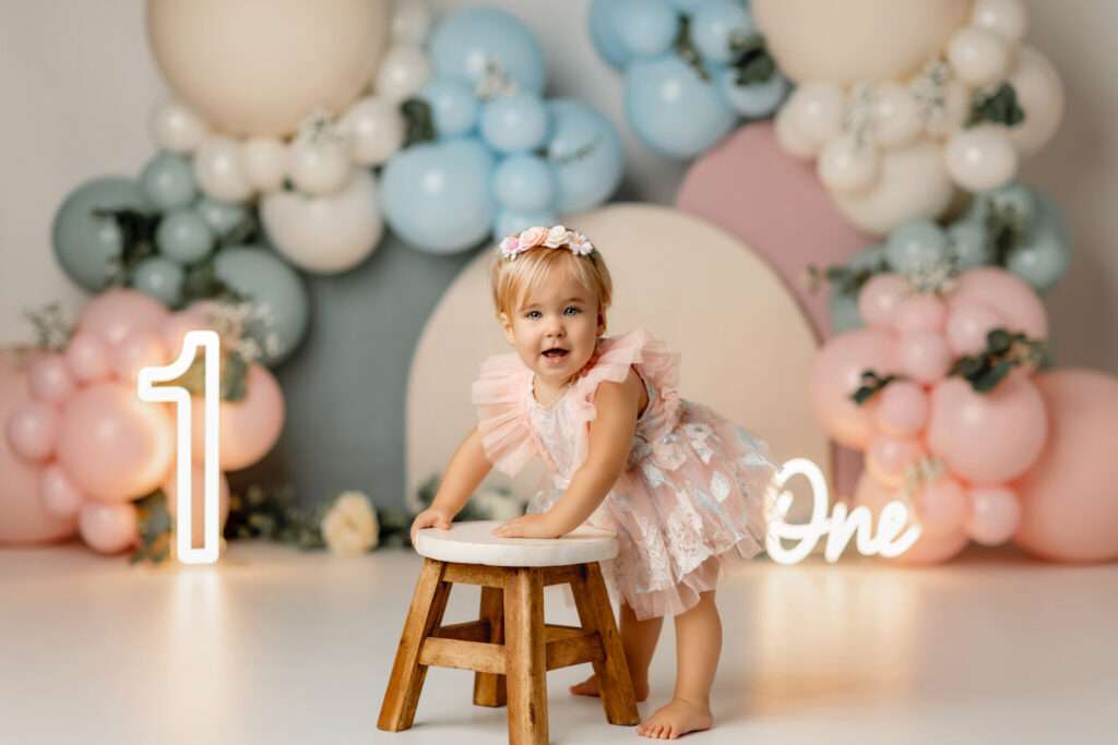 one year milestone session, baby portrait studio Cave Springs, cake smash photographer near me Northwest Arkansas