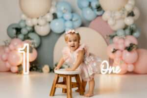 one year milestone session, baby portrait studio Cave Springs, cake smash photographer near me Northwest Arkansas